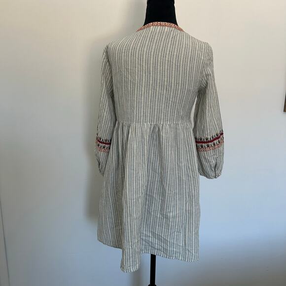 Zara TRF Trafaluc Striped Embroidered Mini Peasant Dress, Size ZS - Picture 6 of 9